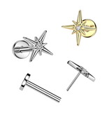 Labret Stecker Stern – Titan ASTM F136 - PVD