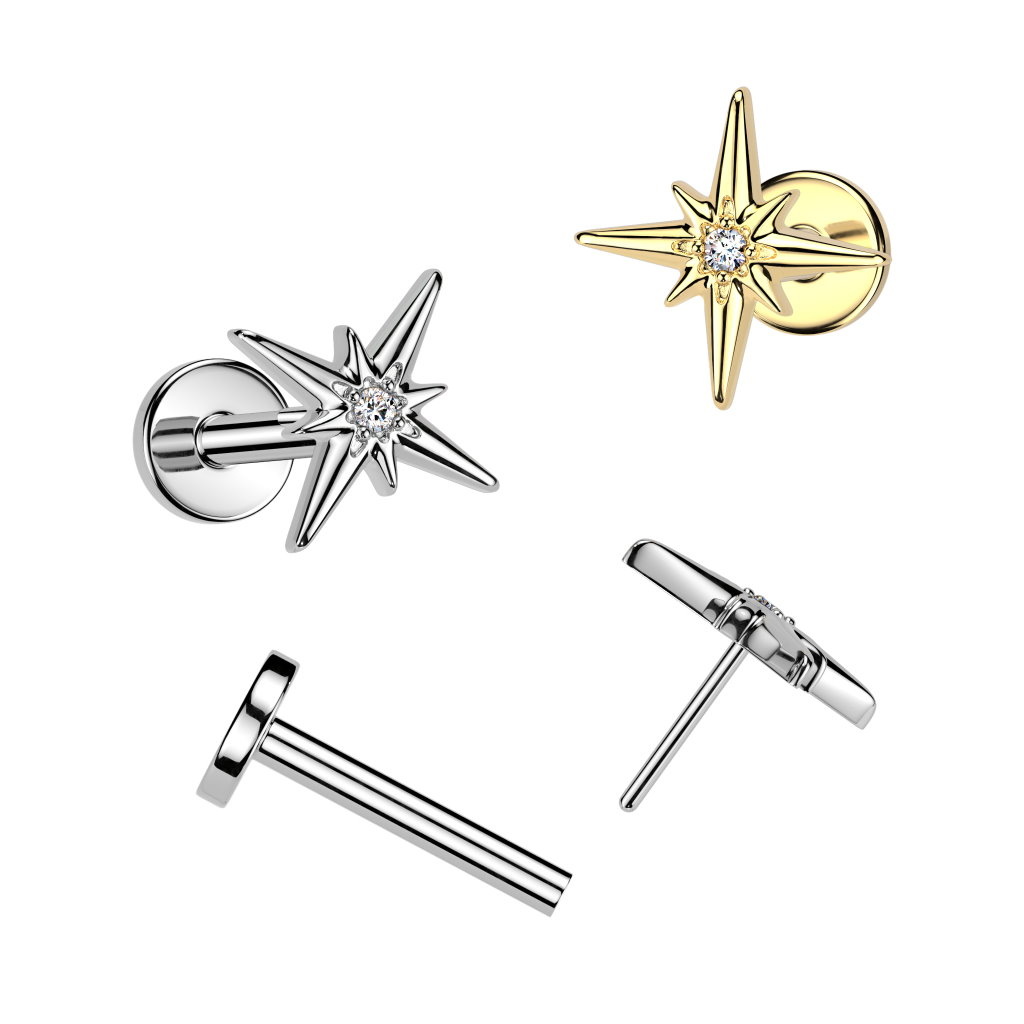 Labret Stecker Stern – Titan ASTM F136 - PVD