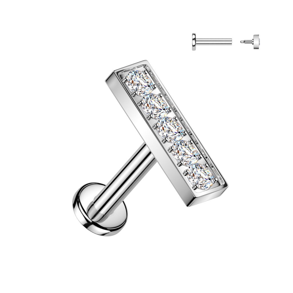 Labret Piercing Stecker Rechteck – Chirurgenstahl 316L PVD