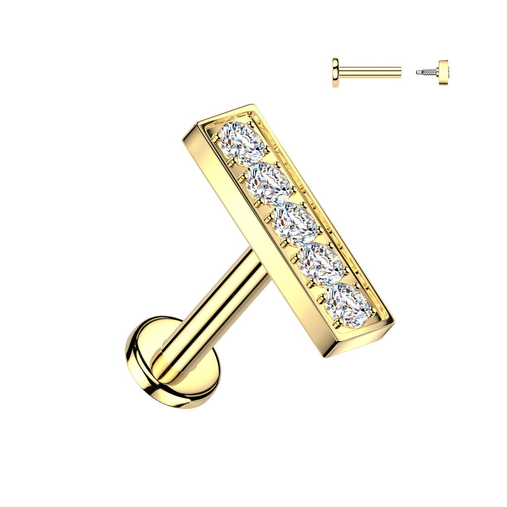 Labret Piercing Stecker Rechteck – Chirurgenstahl 316L PVD