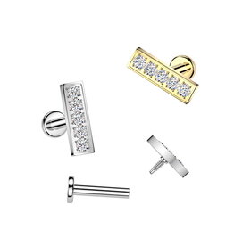 Labret Piercing Stecker Rechteck – Chirurgenstahl 316L PVD | Innengewinde | Gold & Silber