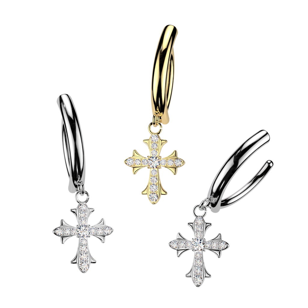 Clicker Bauchnabelpiercing mit Kreuz-Anhänger