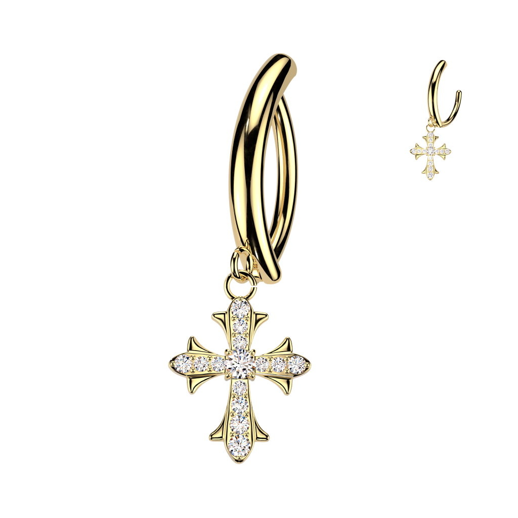 Clicker Bauchnabelpiercing mit Kreuz-Anhänger