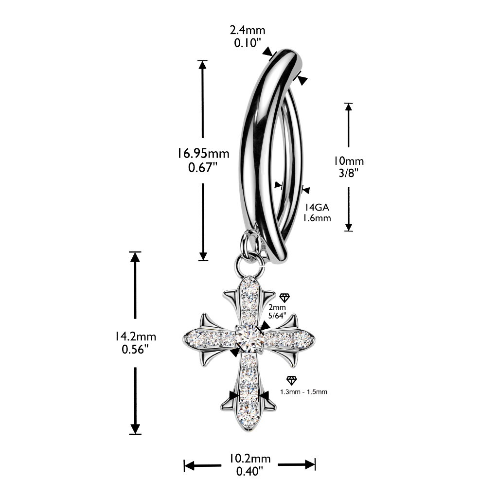 Clicker Bauchnabelpiercing mit Kreuz-Anhänger