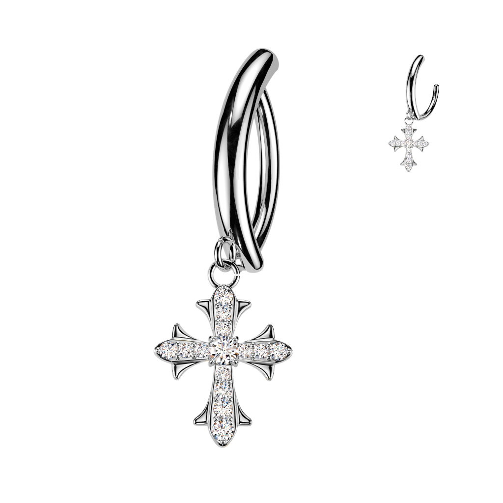 Clicker Bauchnabelpiercing mit Kreuz-Anhänger