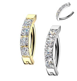 Bauchnabelpiercing Clicker mit Kristall-Zirkonia – Chirurgenstahl 316L PVD | 10 mm | Gold & Silber