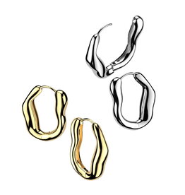 Gewellte Damen Creolen – Edelstahl PVD | Gold & Silber