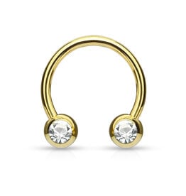 1,2 mm Hufeisenring Gold PVD mit Kristallkugeln – Chirurgenstahl 316L | 10 mm Durchmesser