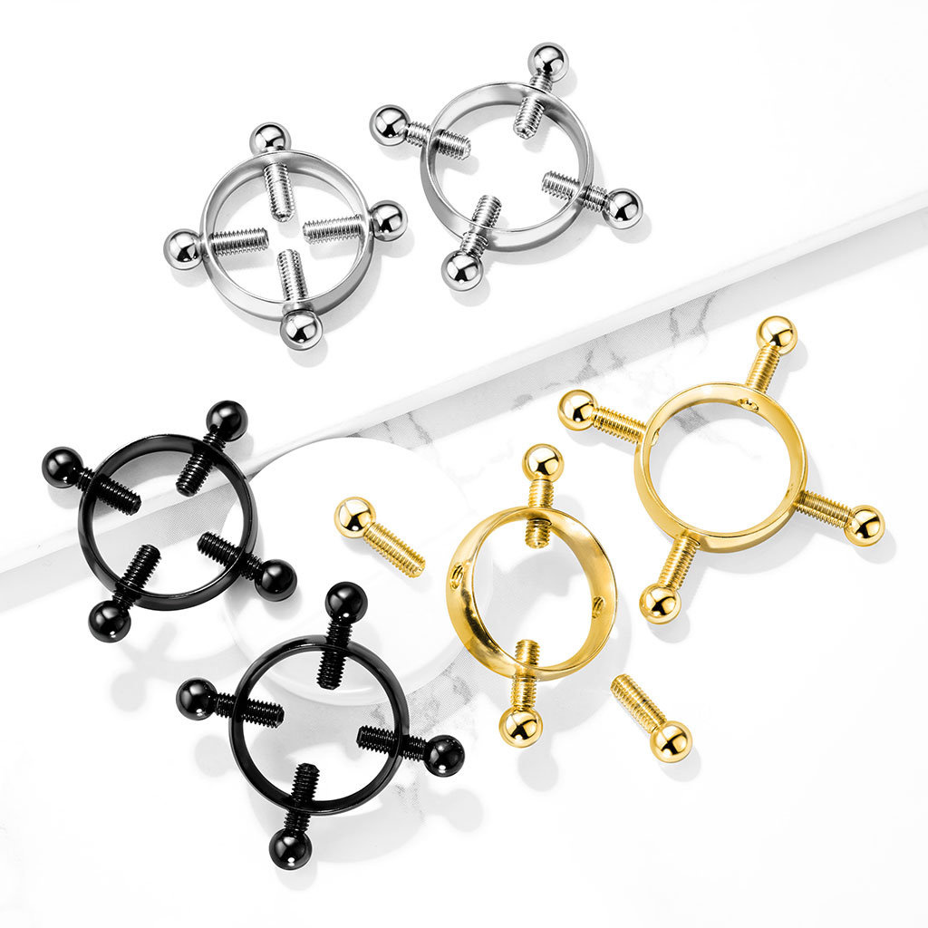 Fake Brustwarzenpiercing mit Schrauben