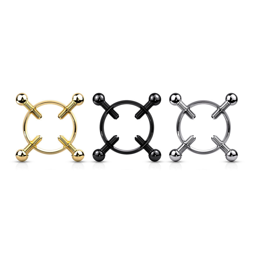 Fake Brustwarzenpiercing mit Schrauben
