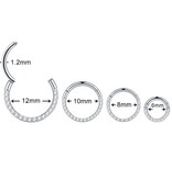 1,2 mm Segmentring mit Kristall-Zirkonia –  Clicker  6–12 mm