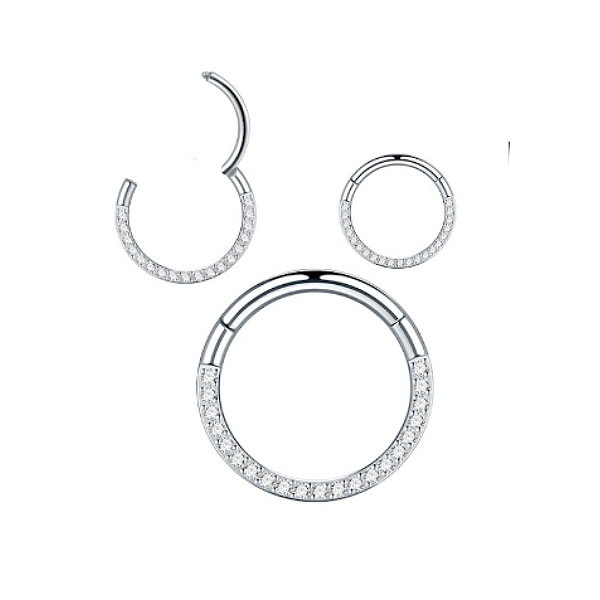 1,2 mm Segmentring mit Kristall-Zirkonia –  Clicker  6–12 mm