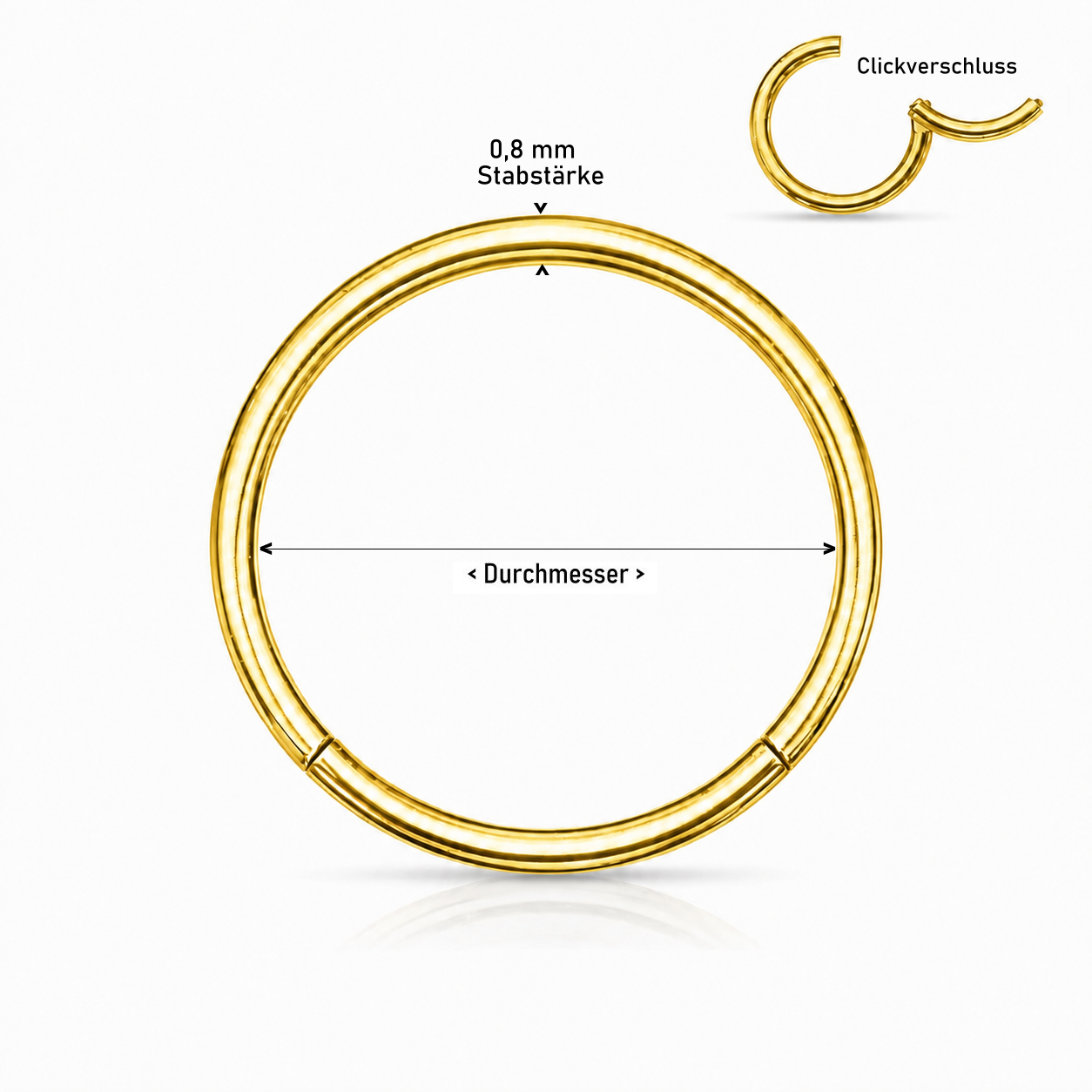 0,8 mm Nasenring Gold mit Klappverschluss