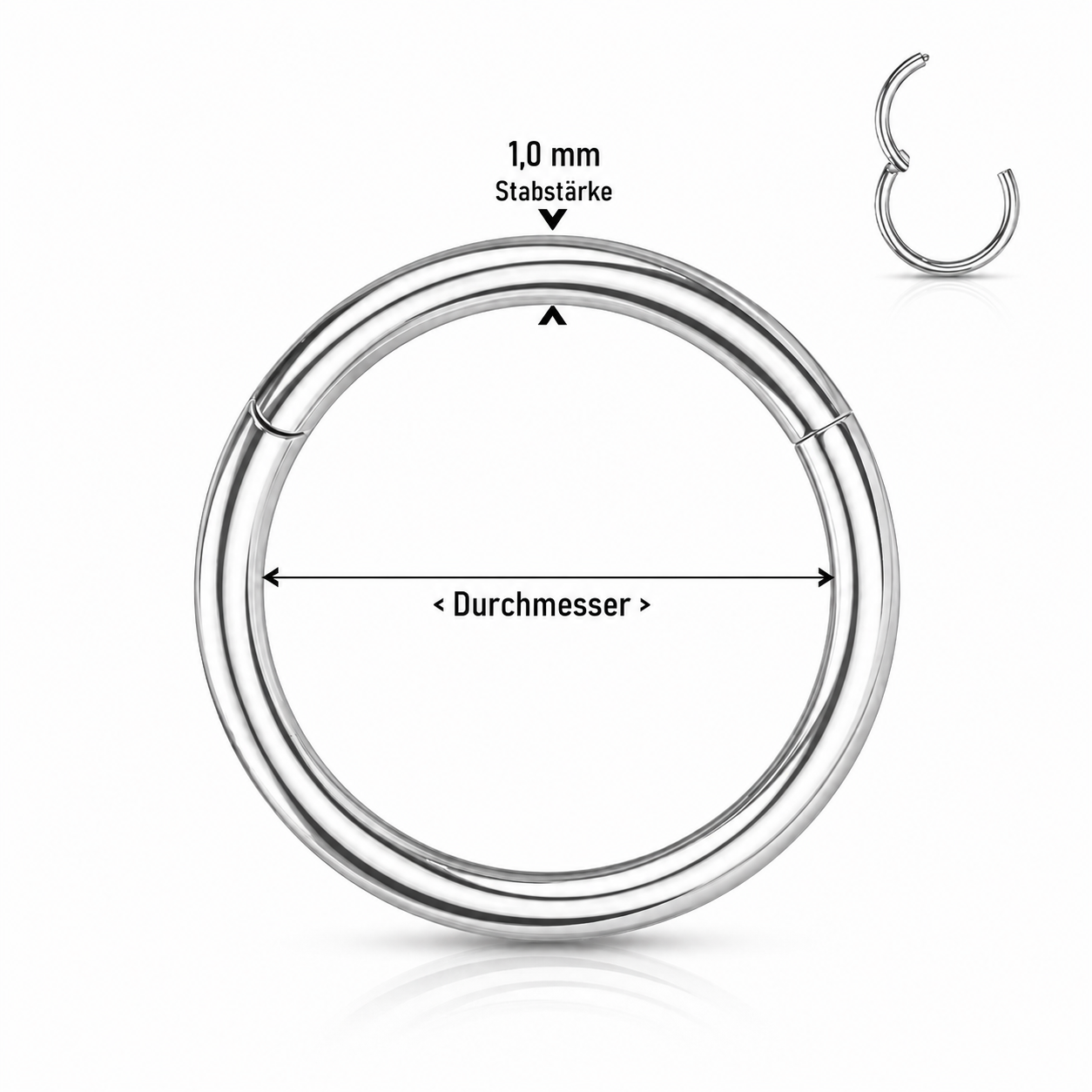 1 mm Nasenring mit Klappverschluss