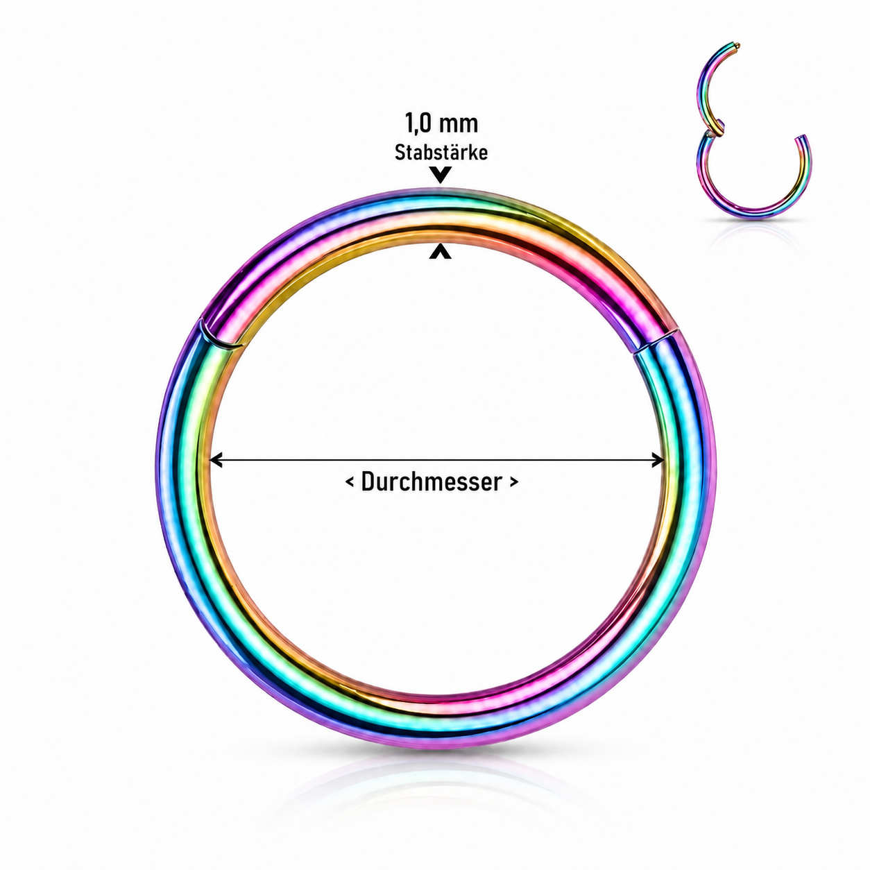 Nasenring 1mm  mit Clickverschluss