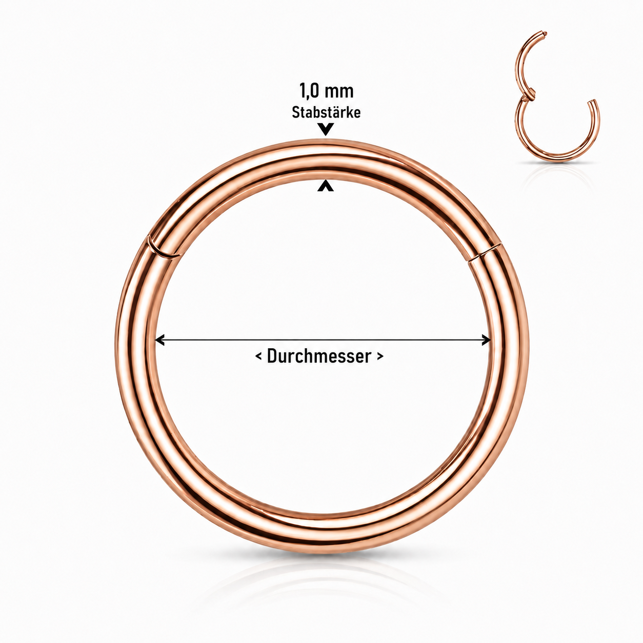 Nasenring Roségold – Clicker - 6, 8 & 10 mm