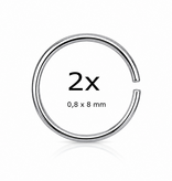 8er Set Nasenringe biegbar – 0,8 x 8 mm