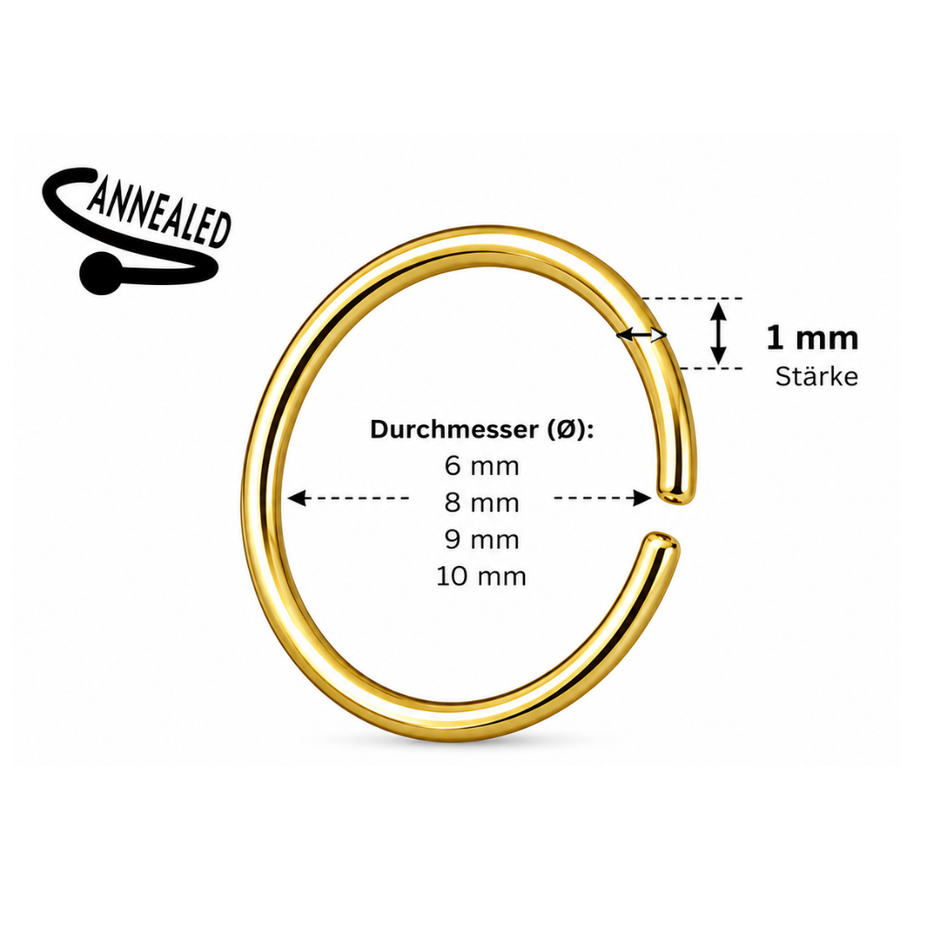 1mm Nasenpiercingring goldfärbig