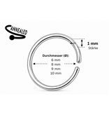 1mm Nasen Piercingring silber zum augbiegen