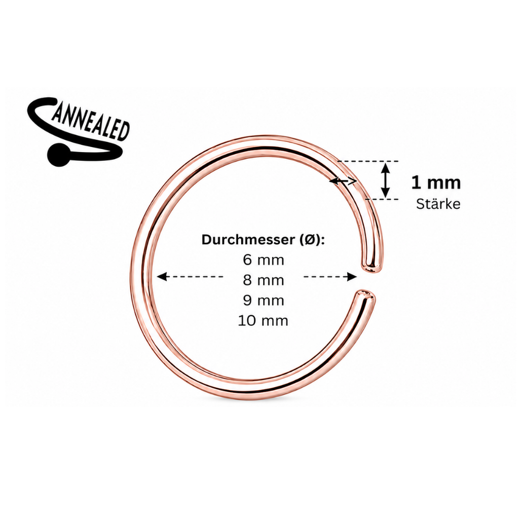 1mm Nasengring rose zum aufbiegen