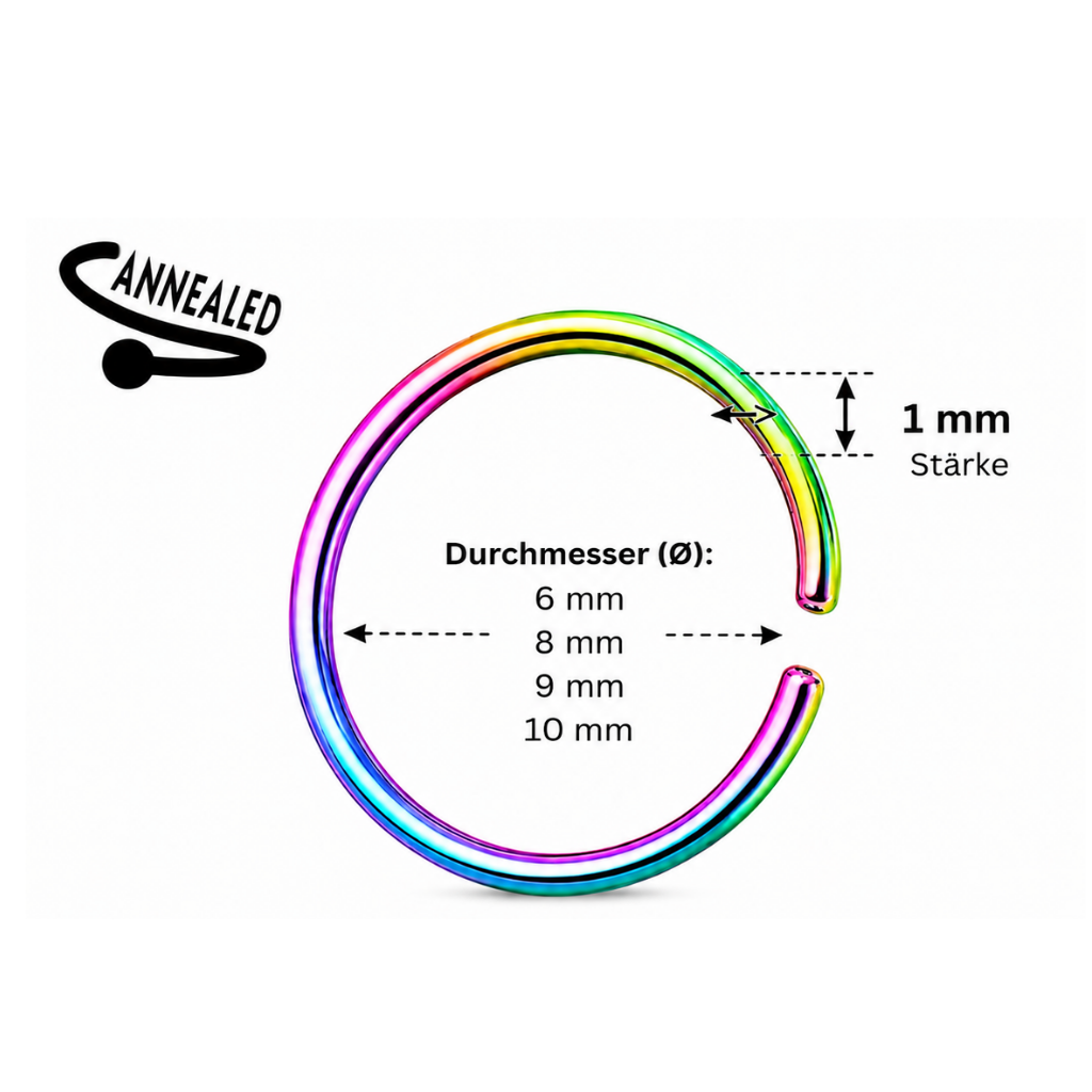 0,8 mm Nasenpiercingring Regenbogen