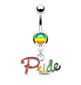 Pride Bauchnabelpiercing Regenbogen – Chirurgenstahl 316L | Kristall | 1,6 x 10 mm