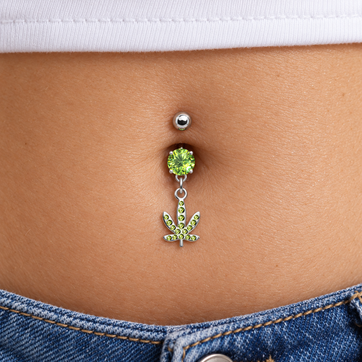 Bauchnabelpiercing Hanfblatt – Chirurgenstahl 316L