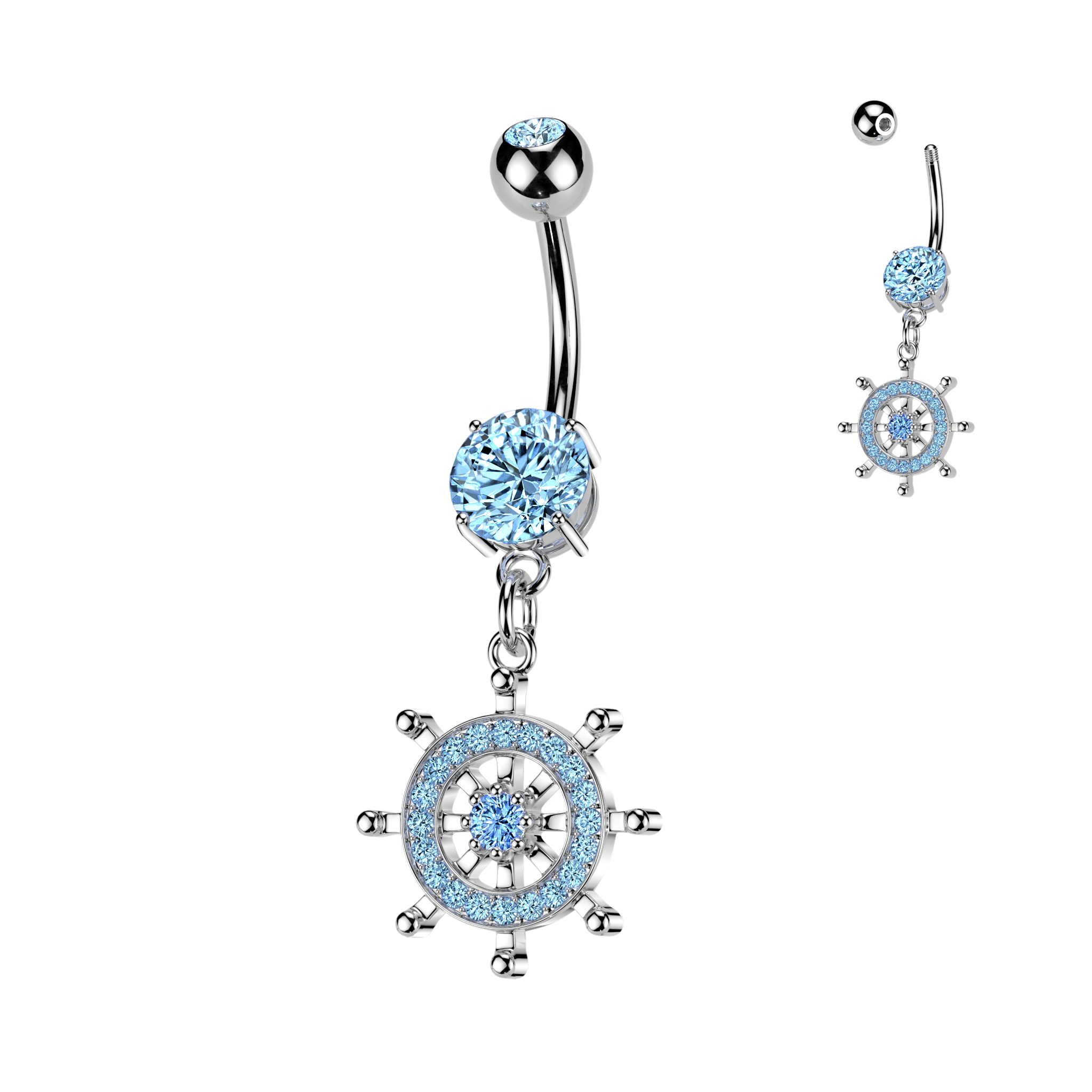 Bauchnabelpiercing Steuerrad – Chirurgenstahl 316L | Gold & Silber