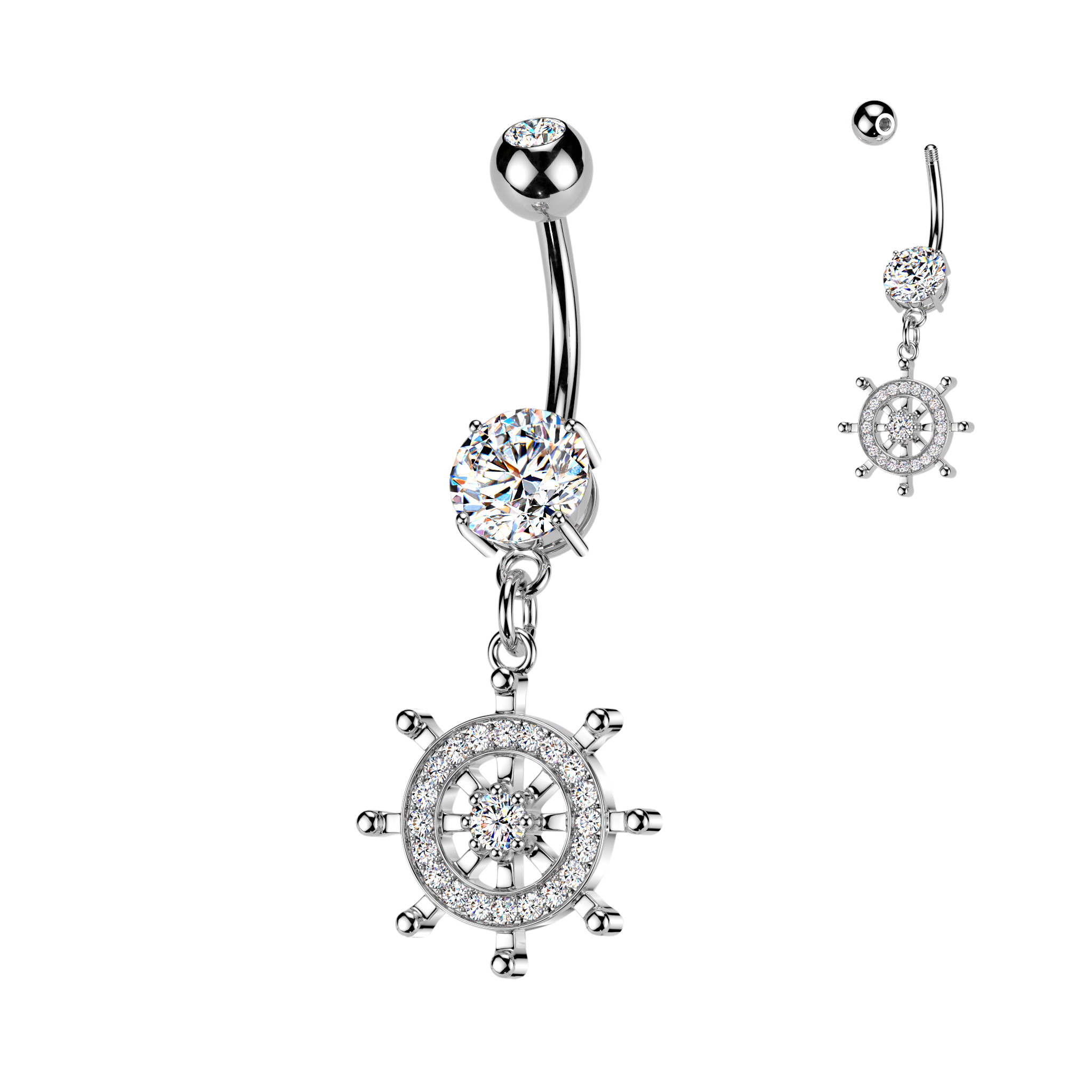 Bauchnabelpiercing Steuerrad – Chirurgenstahl 316L | Gold & Silber