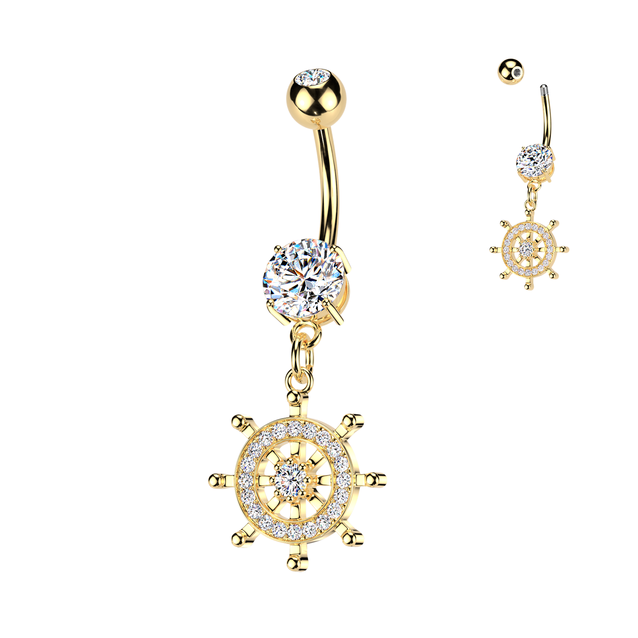 Bauchnabelpiercing Steuerrad – Chirurgenstahl 316L | Gold & Silber