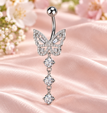 Bauchnabelpiercing Schmetterling mit Kristall-Zirkonia