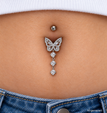 Bauchnabelpiercing Schmetterling mit Kristall-Zirkonia