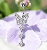 Bauchnabelpiercing Schmetterling mit Kristall-Zirkonia