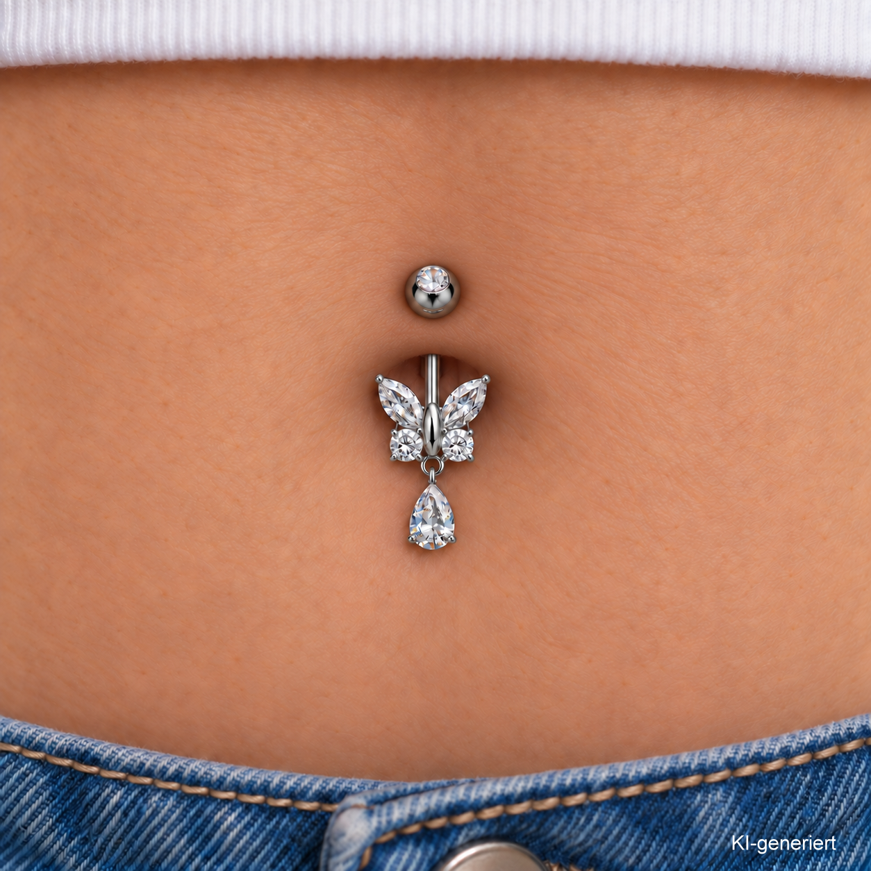 Bauchpiercing Schmetterling - Pink,Türkis,Kristall