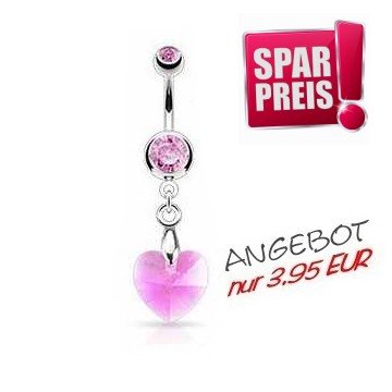 Bauchnabelpiercing Rosa Herz