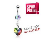 Herz Bauchnabelpiercing Buntkristall