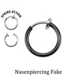 Schwarzes Fake Piercing für Nase, Lippe & Ohr