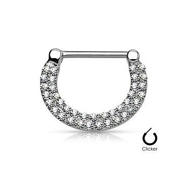 Nippelpiercing Clicker mit Zirkoniasteinchen