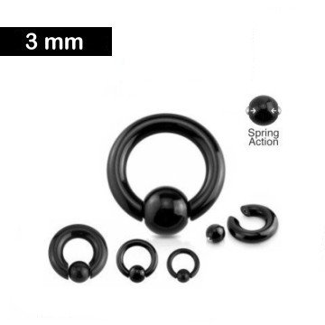 🦚 Piercing Ring 3 mm schwarz