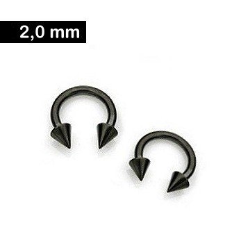 2 mm Hufeisen Piercingring - schwarz