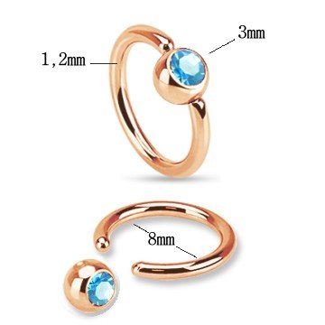 BCR-Piercing Ring 1,2 x 8 mm mit Stein