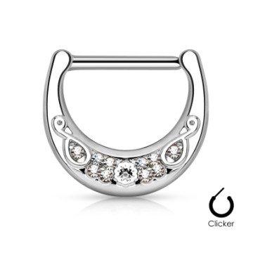 Nippelpiercing Clicker mit Kristallsteinchen