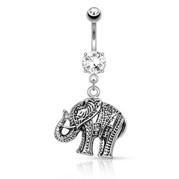 Elefant Bauchnabelpiercing mit kristall Stein