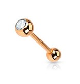 Zungenpiercing Roségold mit Kristall-Zirkonia – 1,6 x 16 mm