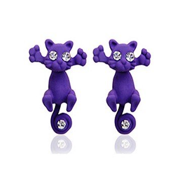 1 Paar CAT 3D Ohrringe Katze violett