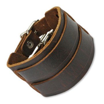 Braunes Herren Lederarmband 2reihig