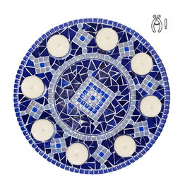 Mozaiek waxinelichthouder Luxe Rondo Blauw
