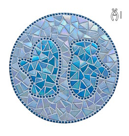 Mozaiek pakket Pannenonderzetter Ovenwanten Blauwtinten