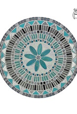 Mozaiek schaal Bloem grijs-zilver-turquoise
