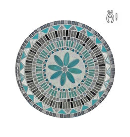 Mozaiek schaal Bloem grijs-zilver-turquoise